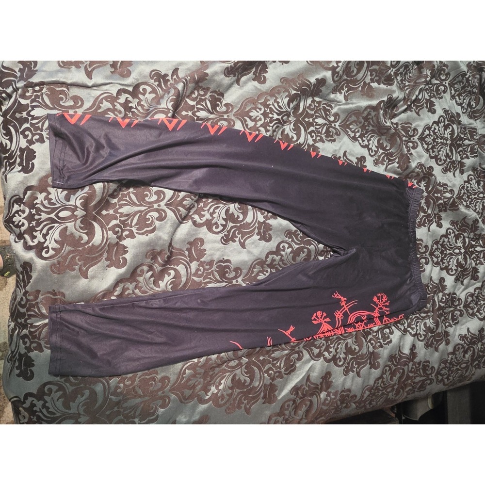 XXL  Black Women's Leggings With Orange Accents